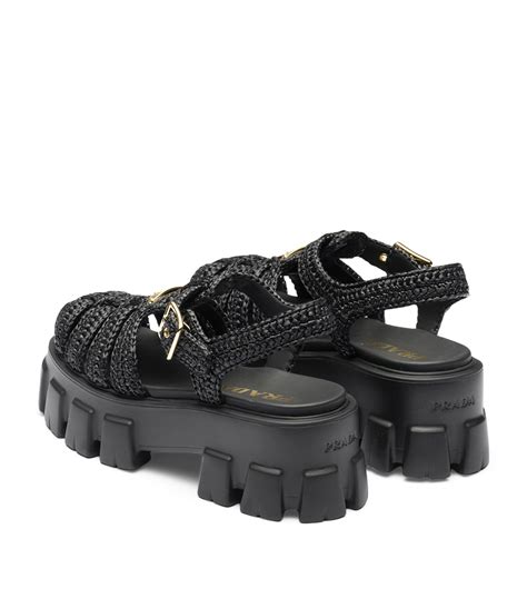 prada crochet sandals|prada black platform sandals.